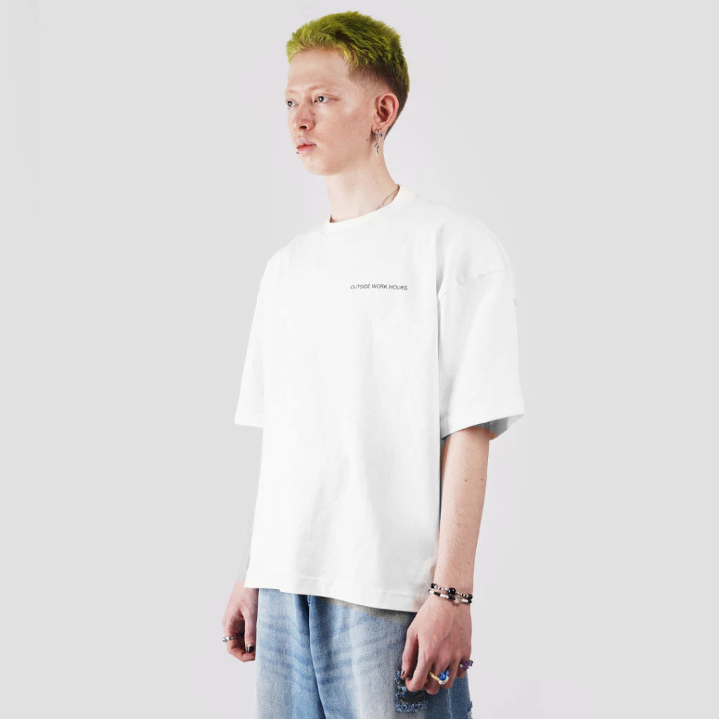 Boxy Tshirt Overtime White Outside Work Hours | Tshirt | Unisex