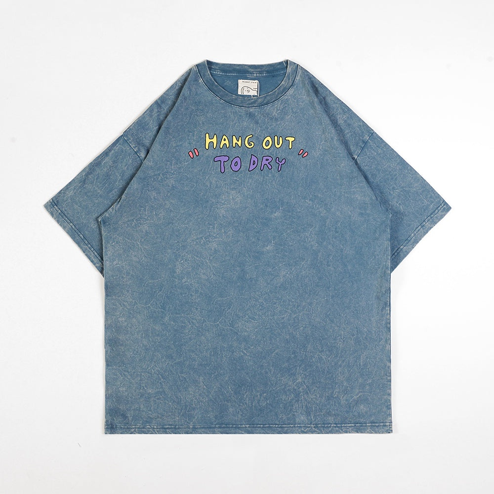 Oversized Tshirt Hang Out To Dry Dusty Washed Blue Peanut Stain | Kaos | Unisex
