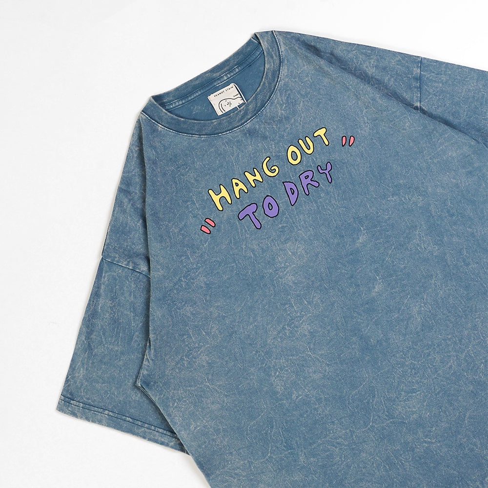 Oversized Tshirt Hang Out To Dry Dusty Washed Blue Peanut Stain | Kaos | Unisex