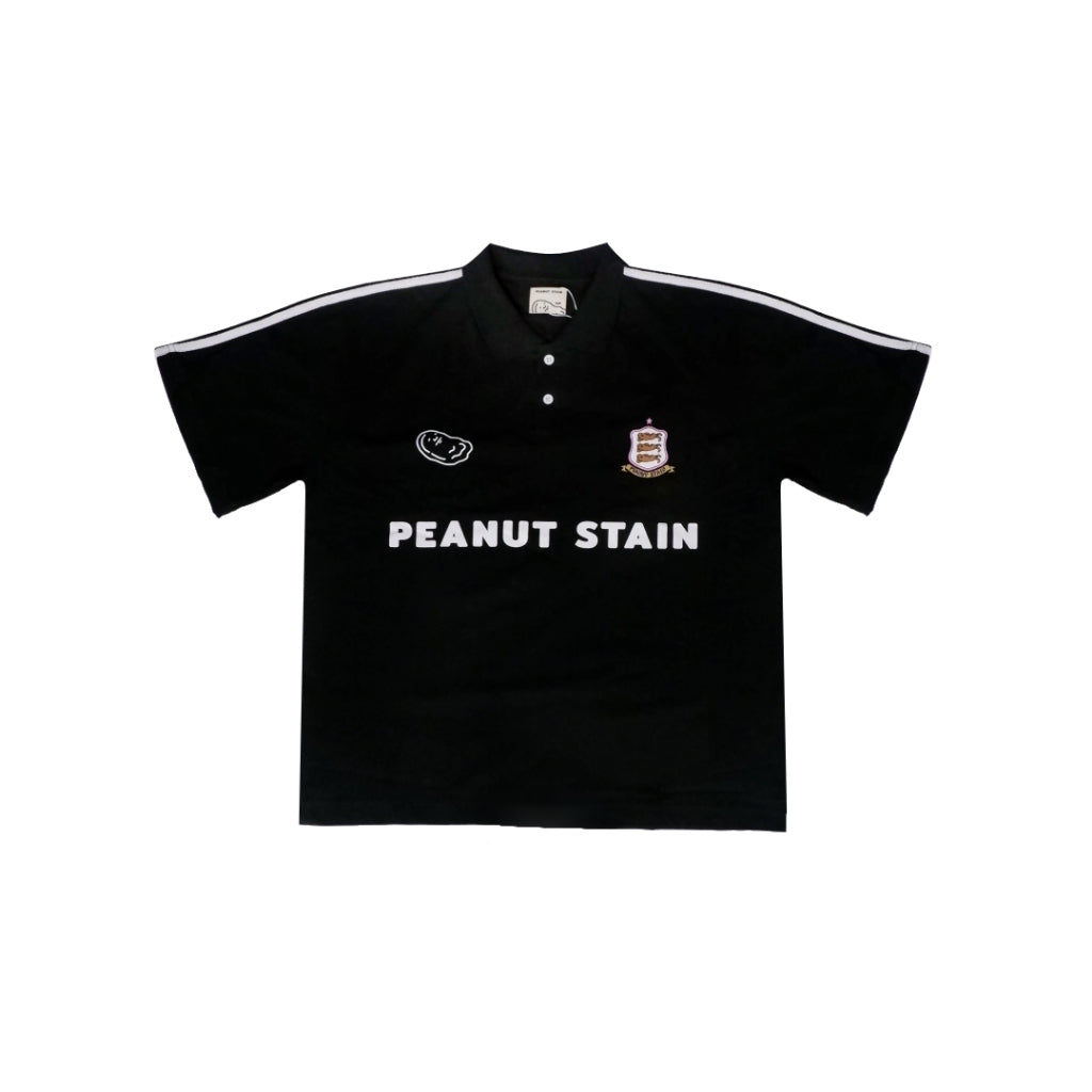 Boxy Oversized Polo Active White Striped Arm Black Peanut Stain | Kaos Polo | Unisex