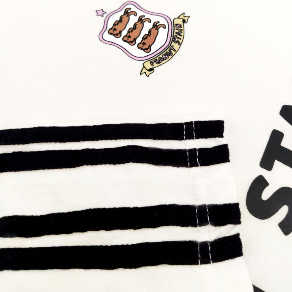 Oversized Tshirt 4 Stripes Arm Ivory Peanut Stain | Kaos | Unisex