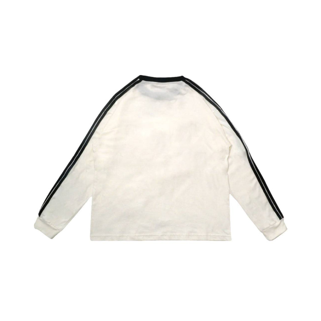 Boxy Long Sleeve Tshirt 4 Stripes Arm Ivory Peanut Stain | Kaos Lengan Panjang | Unisex