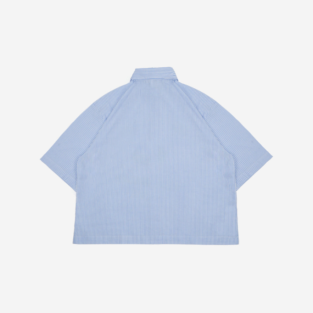 Boxy Shirt Peanut Face Blue Striped Peanut Stain | Kemeja | Unisex