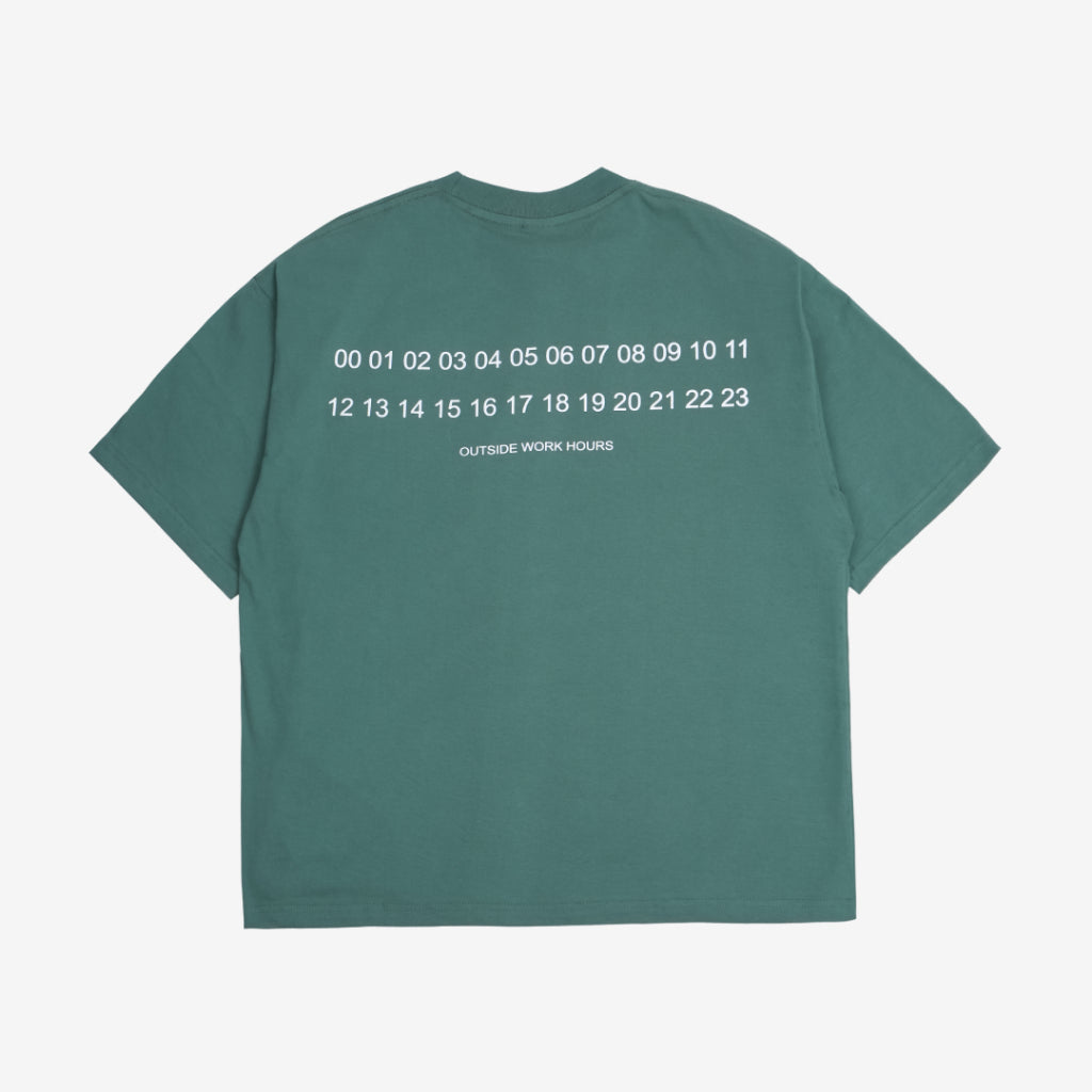 Boxy Oversized Tshirt Overtime Green Outside Work Hours | Kaos | Unisex