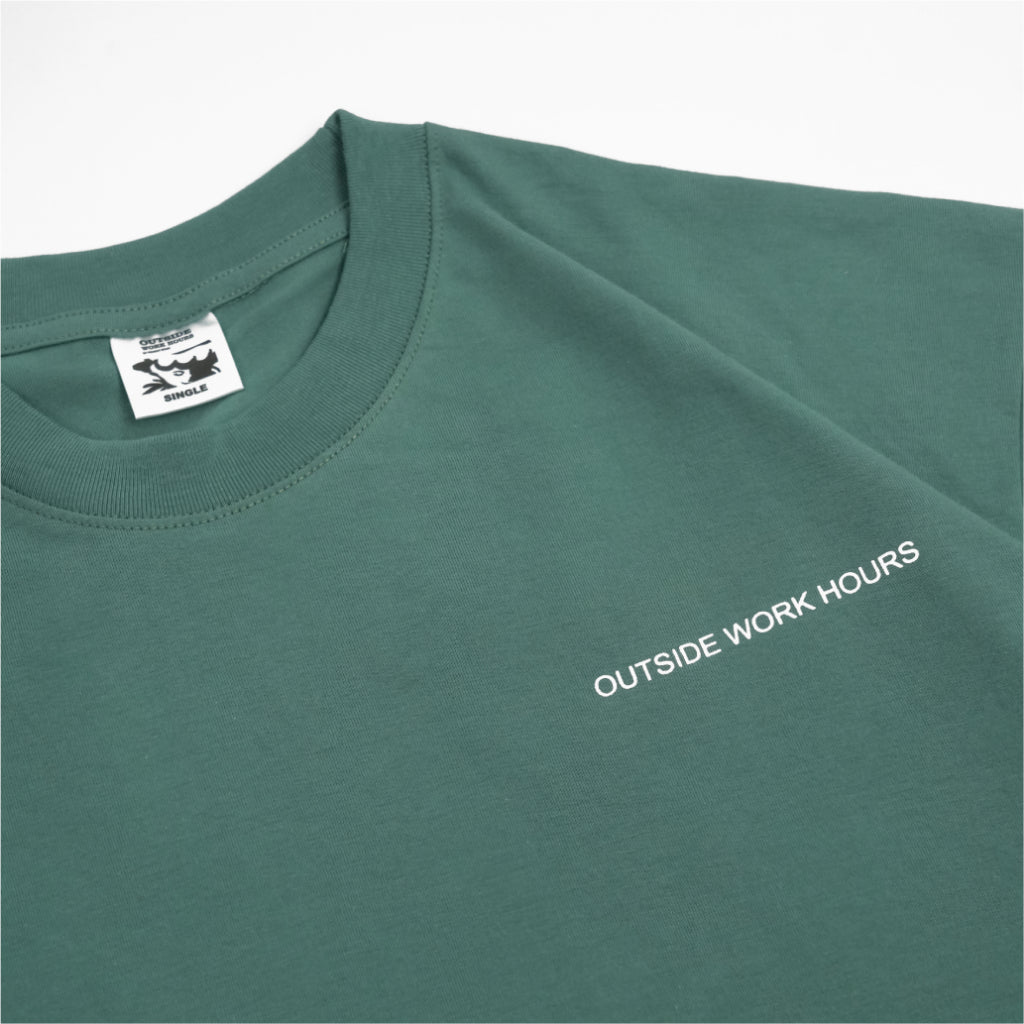 Boxy Oversized Tshirt Overtime Green Outside Work Hours | Kaos | Unisex