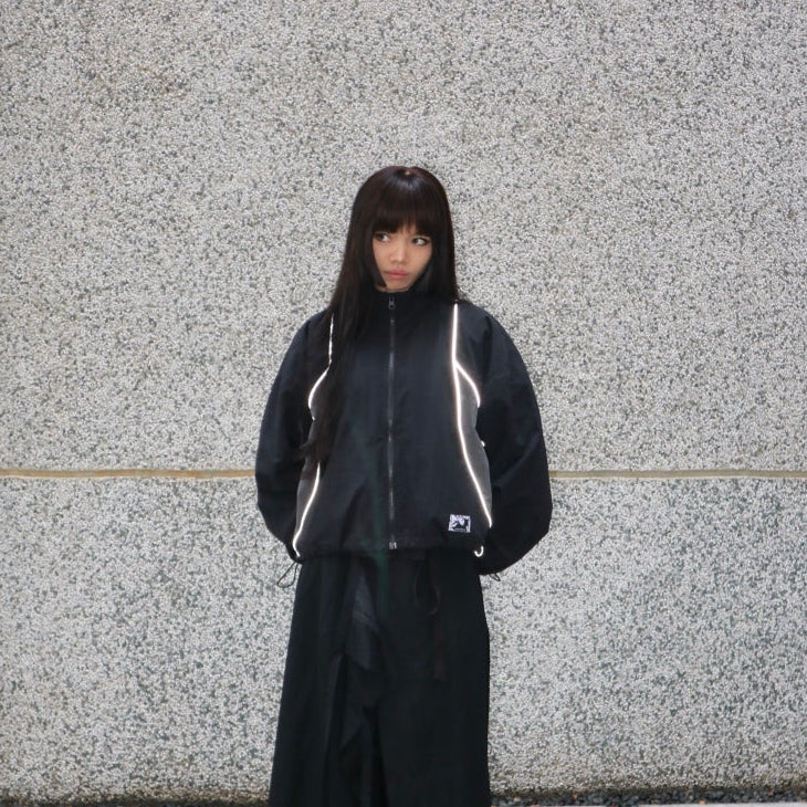 Windbreaker Jacket Reflective Flash Black Outside Work Hours | Jaket | Unisex
