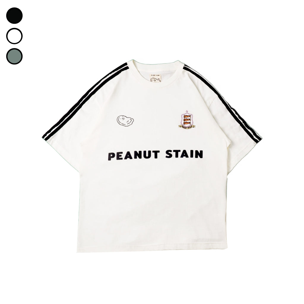 Oversized Tshirt 4 Stripes Arm Ivory Peanut Stain | Kaos | Unisex