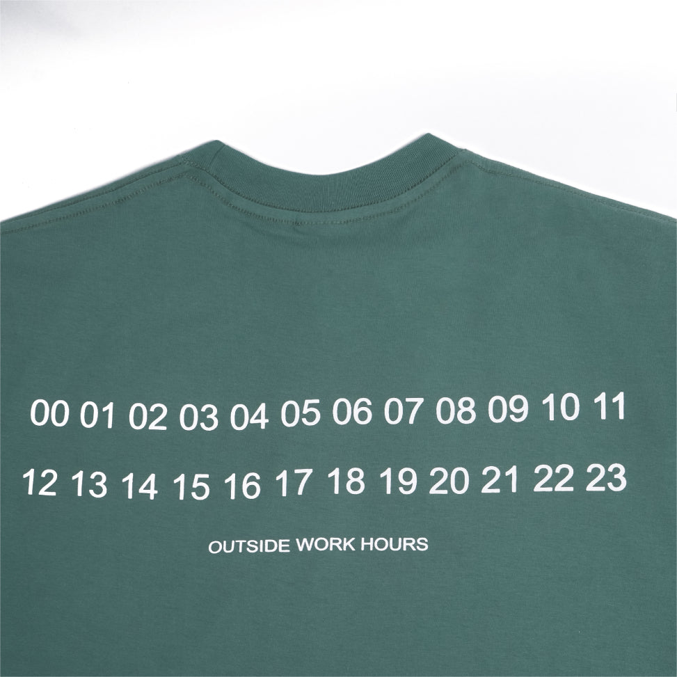 Boxy Oversized Tshirt Overtime Green Outside Work Hours | Kaos | Unisex