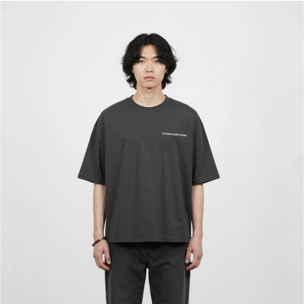 Boxy Oversized Tshirt Overtime Grey Outside Work Hours | Kaos | Unisex