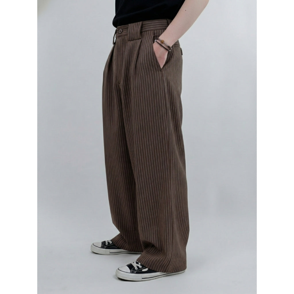 Slacks On Time Brown  Striped Outside Work Hours | Celana Panjang | Unisex