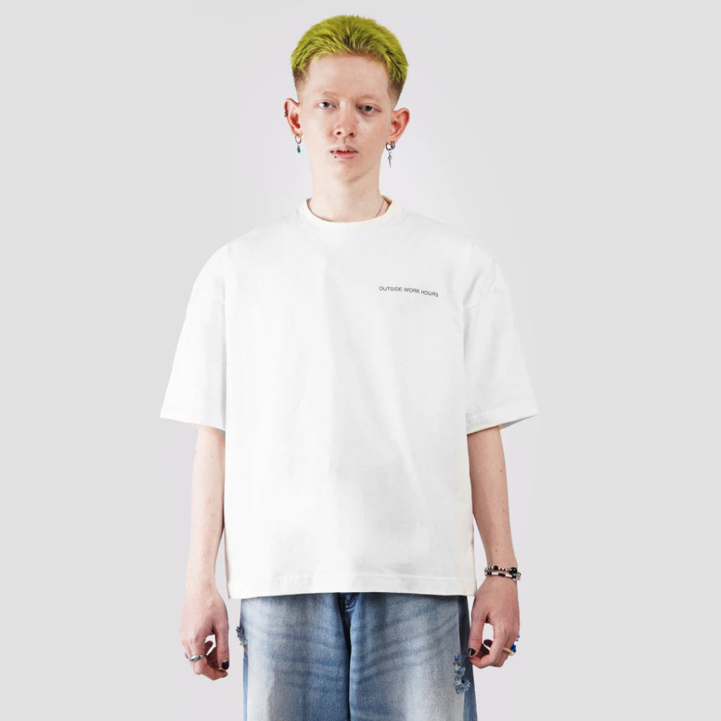 Boxy Tshirt Overtime White Outside Work Hours | Tshirt | Unisex